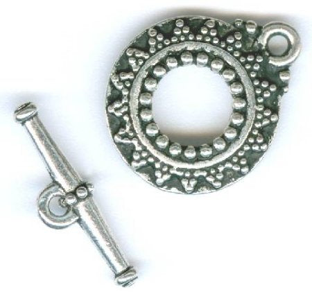 1 17mm TierraCast Antique Silver Bali Toggle