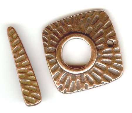 1 22mm TierraCast Antique Copper Square Radiant Sun Toggle