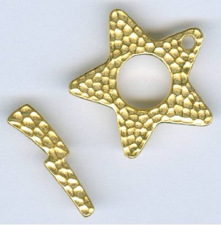 1 24mm TierraCast Hammered Gold Star Toggle