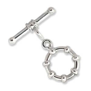 5 Sets of 12mm Bright Silver Round Wrapped Toggles