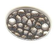 1 13x9mm 2-Hole TierraCast Rhodium Hammered Flat Oval Link