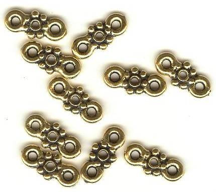 10 11x5mm 2-Hole TierraCast Antique Gold Heishi Bar LInk