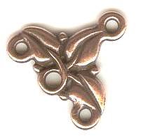 1 13x15mm 3 Strand TierraCast Antique Copper Leaf Link