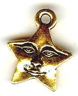 1 12mm TierraCast Antique Gold Star with Face Pendant