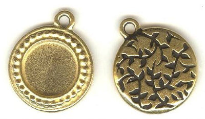 1 20mm TierraCast Antique Gold Round Pendant Frame