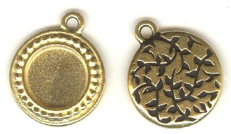 1 20mm TierraCast Antique Gold Round Pendant Frame