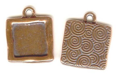 1 21x18mm TierraCast Antique Copper Square Pendant Frame