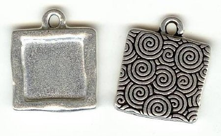 1 21x18mm TierraCast Antique Silver Square Pendant Frame