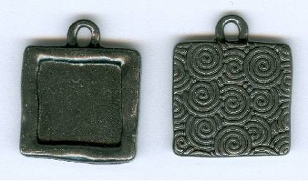 1 21x18mm TierraCast Black Oxide Square Pendant Frame