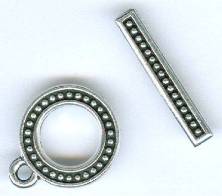 1 15.5mm TierraCast Antique Silver Beaded Toggle