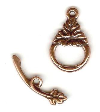 1 18x12mm TierraCast Antique Copper Harvest Leaf Toggle
