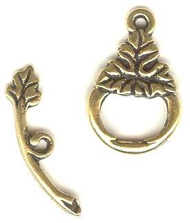1 18x12mm TierraCast Antique Gold Harvest Leaf Toggle