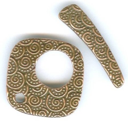 1 19mm TierraCast Antique Copper Square Spiral Toggle