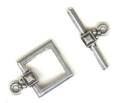 1 19x17mm TierraCast Antique Silver Square Deco Toggle
