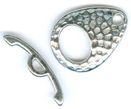 1 22x16mm TierraCast Hammered Rhodium Ellipse Toggle
