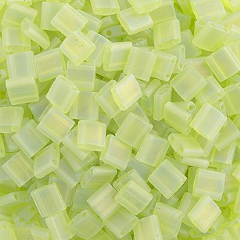 TL0143FR 5.2 Grams Matte Transparent Chartreuse AB Two Hole Miyuki Tila Beads