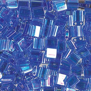 TL0261 5.2 Grams Transparent Capri Blue AB Two Hole Miyuki Tila Beads