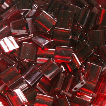 TL0304 5.2 Grams Transparent Red Lustre Two Hole Miyuki Tila Beads