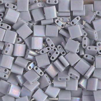 TL0498FR 5.2 Grams Opaque Matte Silver Gray AB Two Hole Miyuki Tila Beads