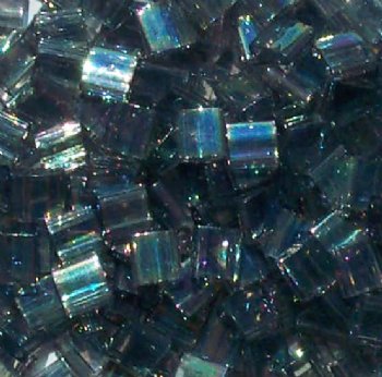 TL2440 5.2 Grams Transparent Dark Grey Rainbow Lustre Two Hole Miyuki Tila Beads