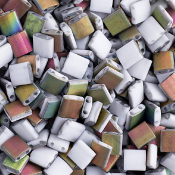 TL4559 5.2 Grams Opaque Matte White Vitrail Two Hole Miyuki Tila Beads