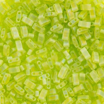TLHC-0143FR 5.2 Grams Transparent Matte Chartreuse AB Half Cut Two Hole Miyuki Tila Beads