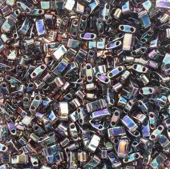 TLHC-0296 5.2 Grams Transparent Chocolate Brown  AB Half Cut Two Hole Miyuki Tila Beads