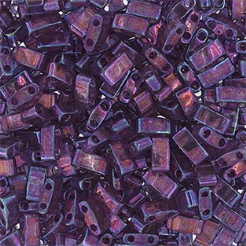 TLHC-0316 5.2 Grams Transparent Light Amethyst Golden Lustre Half Cut Two Hole Miyuki Tila Beads