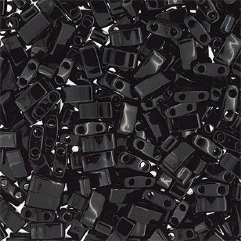 TLHC-0401 5.2 Grams Opaque Black Half Cut Two Hole Miyuki Tila Beads