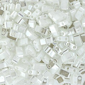 TLHC-0420 5.2 Grams Opaque White Pearl Ceylon Half Cut Two Hole Miyuki Tila Beads