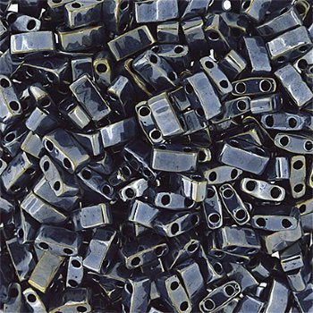 TLHC-0464 5.2 Grams Metallic Light Gunmetal Half Cut Two Hole Miyuki Tila Beads