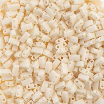 TLHC-0491 5.2 Grams Opaque Ivory Half Cut Two Hole Miyuki Tila Beads