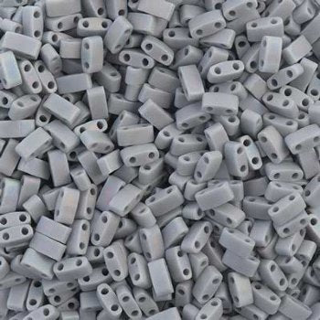 TLHC-0498FR 5.2 Grams Opaque Matte Silver Grey AB Half Cut Two Hole Miyuki Tila Beads