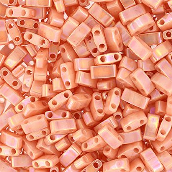 TLHC-0596 5.2 Grams Opaque Peach AB Half Cut Two Hole Miyuki Tila Beads