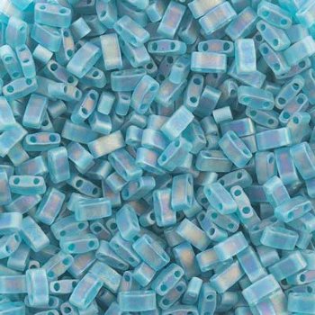 TLHC-2405FR 5.2 Grams Transparent Matte Turquoise AB Half Cut Two Hole Miyuki Tila Beads