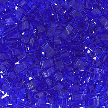 TLHC-0151 5.2 Grams Transparent Ocean Blue Half Cut Two Hole Miyuki Tila Beads