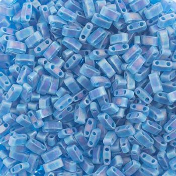 TLHC-0149FR 5.2 Grams  Matte Transparent Capri Blue AB Half Cut Two Hole Miyuki Tila Beads