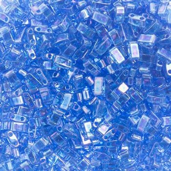 TLHC-0261 5.2 Grams Transparent Blue AB Half Cut Two Hole Miyuki Tila Beads