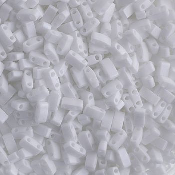 TLHC-0402FR 5.2 Grams Matte Opaque White AB Half Cut Two Hole Miyuki Tila Beads