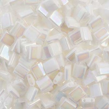 TL0471 5.2 Grams Opaque White Pearl AB Two Hole Miyuki Tila Beads