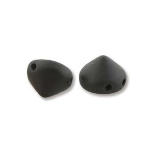 20 8mm Matte Metallic Black Two Hole Glass Tipp Beads