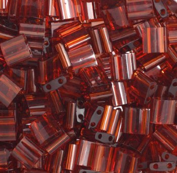 TL0134 5.2 Grams Transparent Dark Amber Two Hole Miyuki Tila Beads