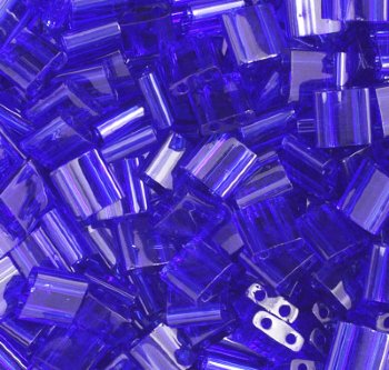 TL0151 5.2 Grams Transparent Ocean Blue Two Hole Miyuki Tila Beads