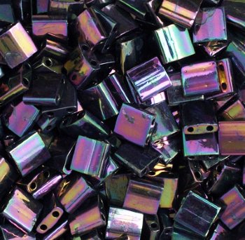 TL0454 5.2 Grams Opaque Dark Purple AB Two Hole Miyuki Tila Beads