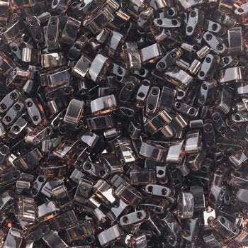 TLHC-0135 5.2 Grams Transparent Chocolate Brown Half Cut Two Hole Miyuki Tila Beads