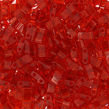 TLHC-0140 5.2 Grams Transparent Red Half Cut Two Hole Miyuki Tila Beads