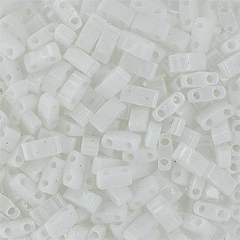 TLHC-0402 5.2 Grams Opaque White Half Cut Two Hole Miyuki Tila Beads