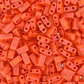 TLHC-0406FR 5.2 Grams Opaque Matte Coral AB Half Cut Two Hole Miyuki Tila Beads
