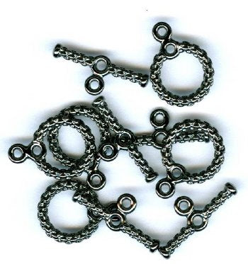 5 Sets 10mm Twisted Gunmetal Toggles