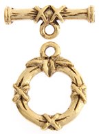 5 Sets of 14mm Antique Gold Bamboo Toggles